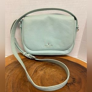 Kate Spade ♠️ Pastel Blue Pebbled Leather Flap Crossbody Bag